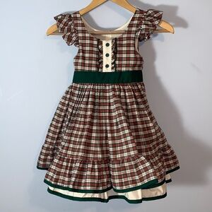 Nelly Madison Plaid Formal Dress - Red and Green ruffles fluffy size 7/8 flutter